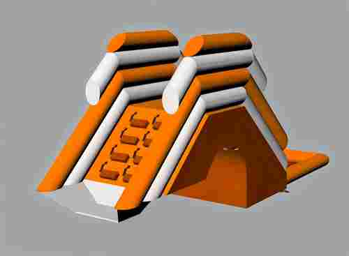 Надувная лестница для бассейна из ПВХ с бассейном, оранжевый, 6,7*1,8*3 м