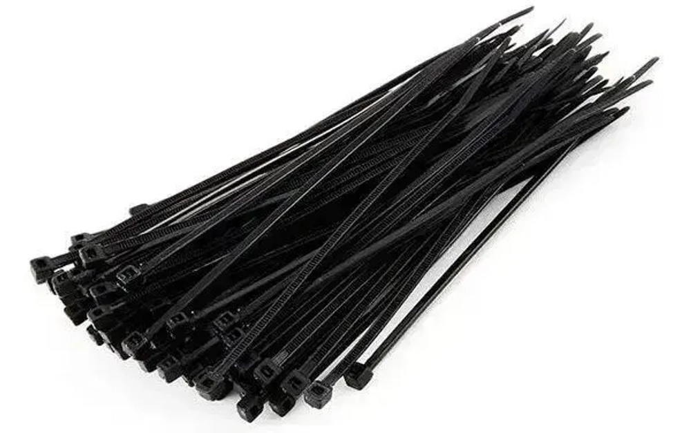 Стяжки пластиковые, 200 х 2,5 мм, нейлоновые черные, 100 шт