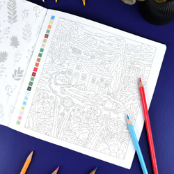 Раскраска. Серия "Картины по номерам 3-в-1" арт. 72307 ПЕЙЗАЖИ /215x215 мм, 16 л., блок - офсет 120 г/м², полноцветная печать/печать в одну краску, обл - мелованный картон 200 г/м², мягкий переплёт (2 скобы),