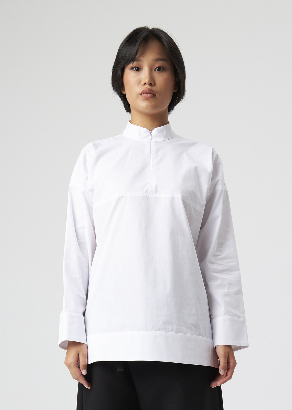 ZIPPERED BLOUSE | L | WHITE