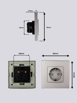 Розетки черные с заземлением и защитными шторками от детей, евророзетки