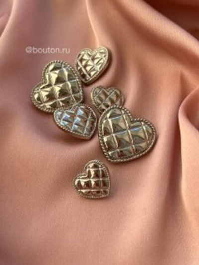 Пуговицы сердце серебро