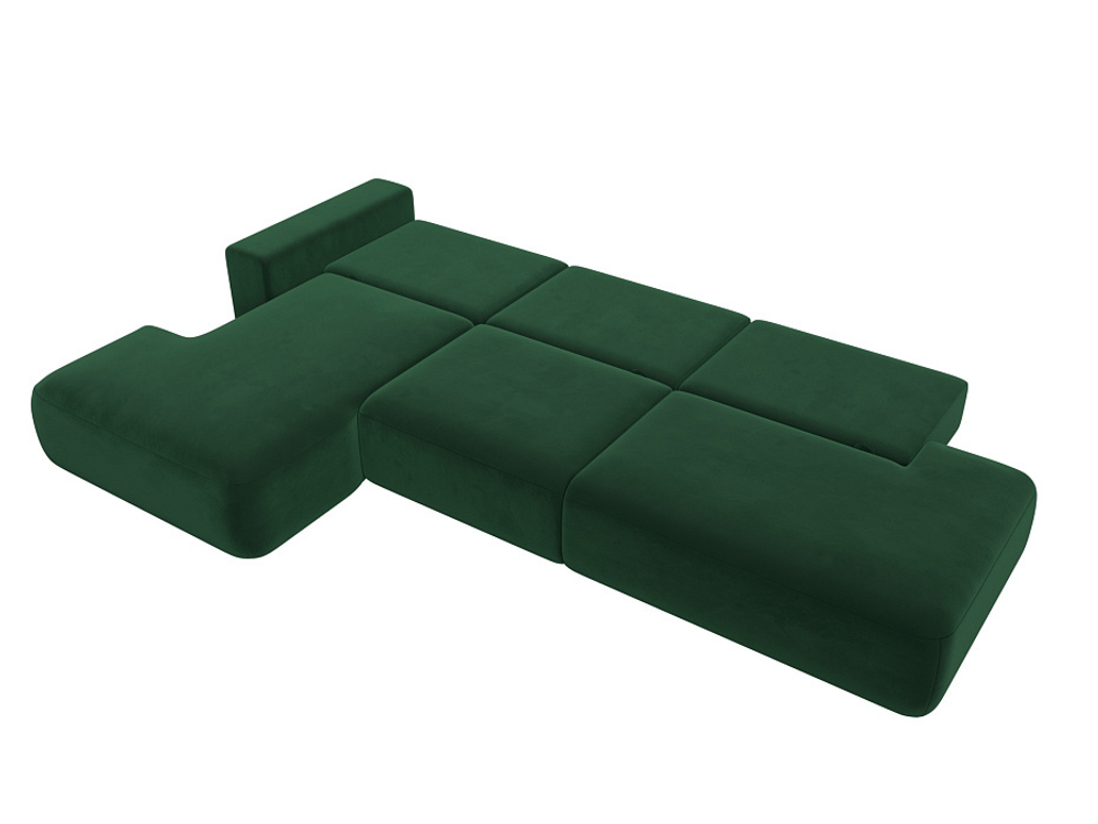 Диван угловой Лига-036 НПБ Модерн Лонг левый угол ВЕЛЮР Зеленый