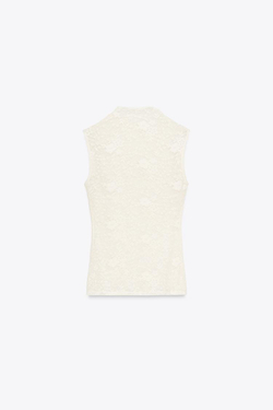 ZARA КРУЖЕВНОЙ ТОП, ЭКРЮ
