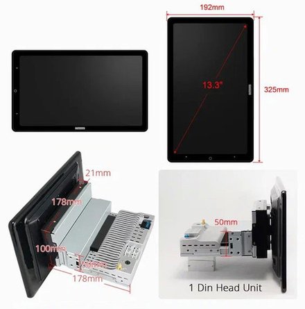 1DIN магнитола - Carmedia OL-1032-1D-D поворотный монитор 13.3" на Android 10, ТОП процессор, 4ГБ-64ГБ, 4G-SIM-слот