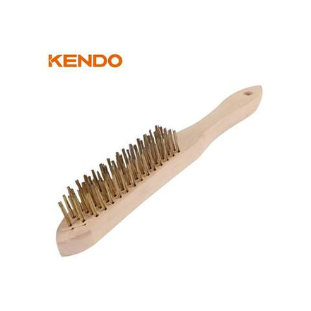 Корщетка стальная с медным покрытием, с деревянной ручкой KENDO 5-рядная 31505