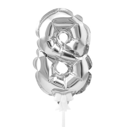Топпер шар-самодув цифра №8 серебро, высота 17 см #190016-8-S