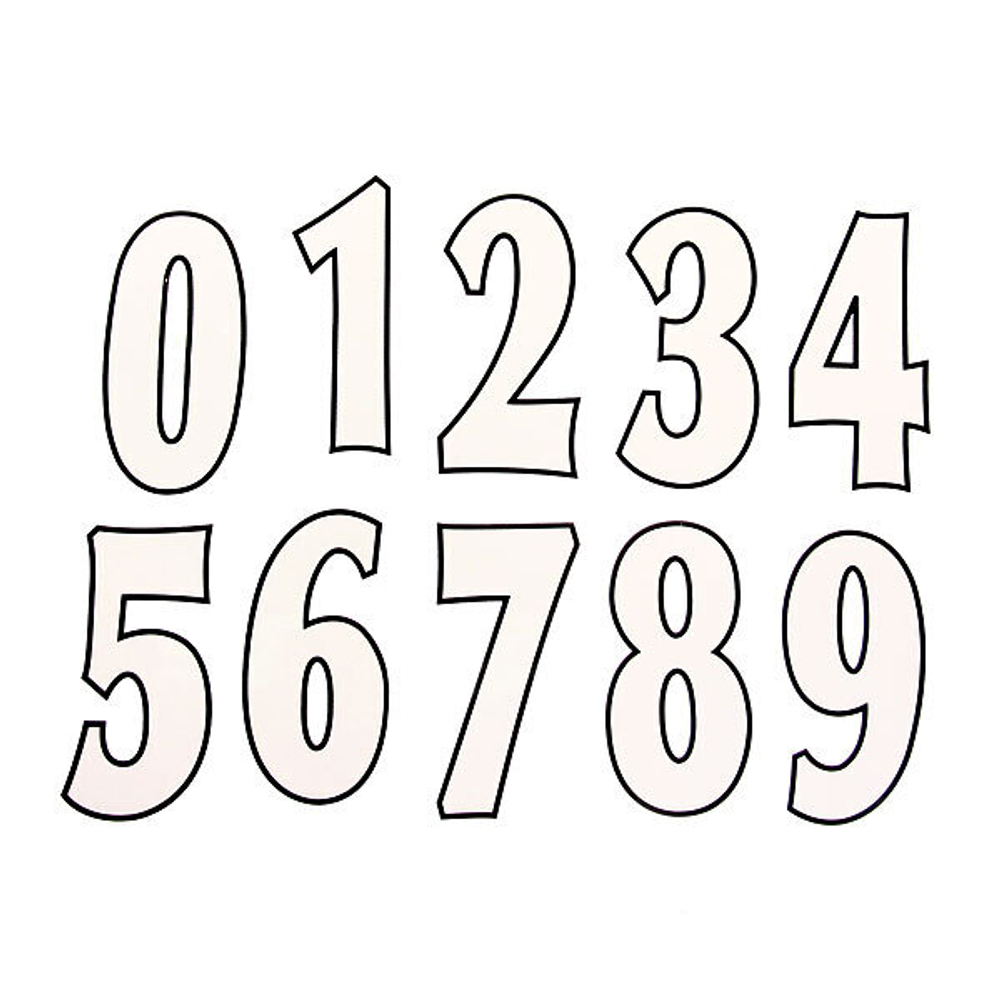 Термоаппликация Номер на футболку 004 (белый, большие цифры: 0-9, маленькие: 0-9)