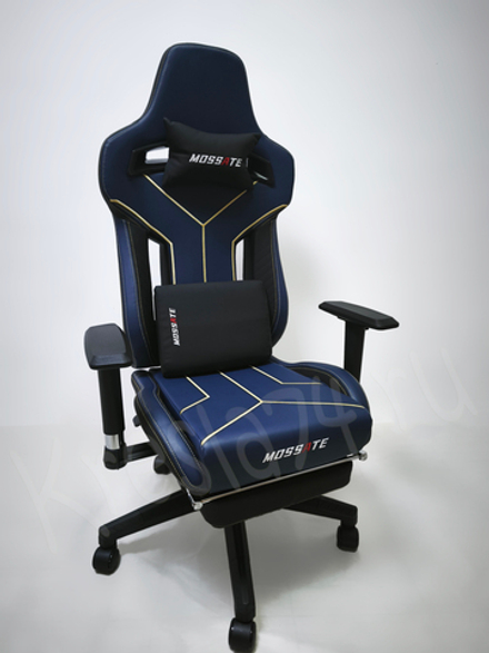 Геймерское кресло с подножкой. Цвет синий