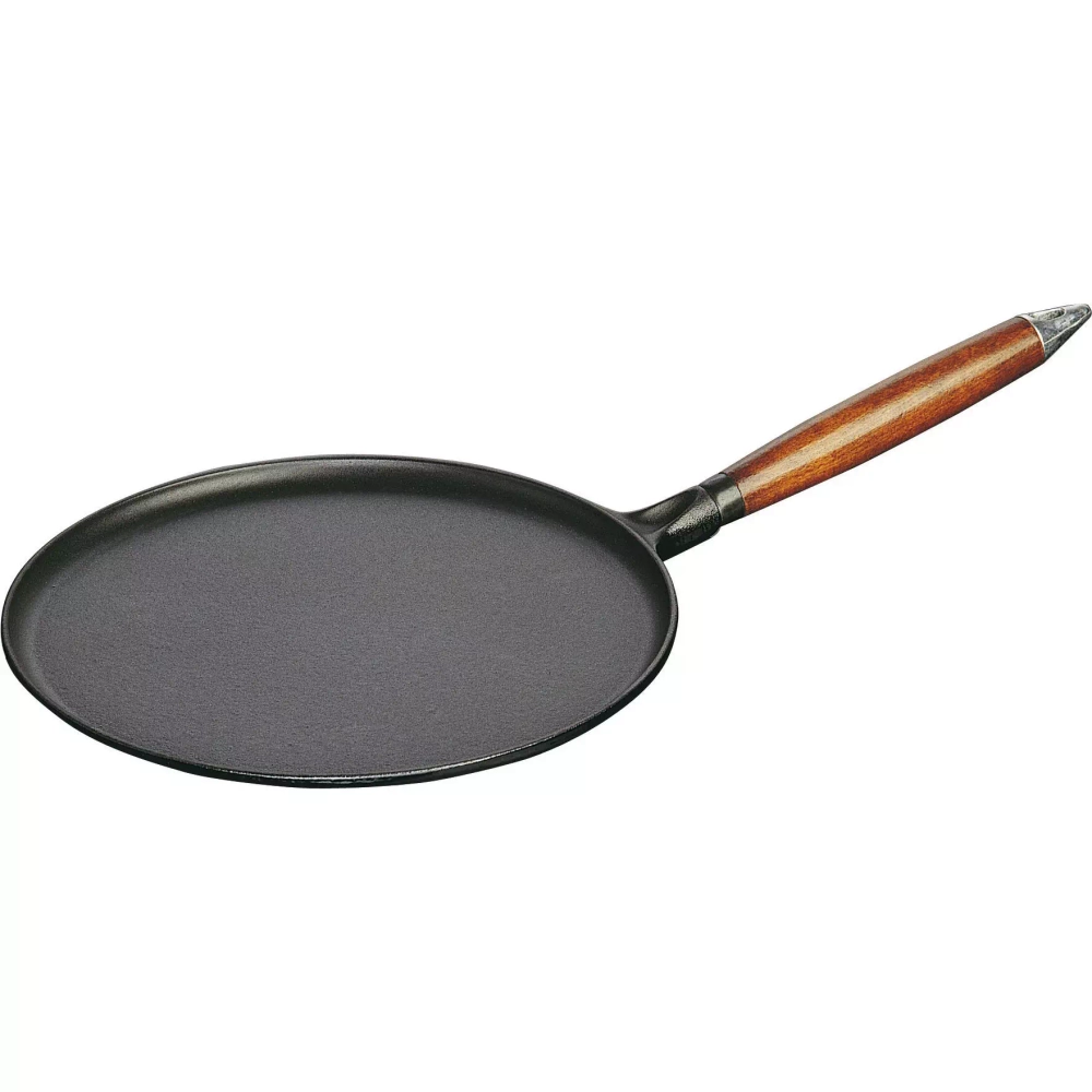 STAUB - Сковорода для блинов 28см с деревянной ручкой, черная. / артикул   40509-525-0  / GTIN 3272342128231