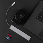 USB Type-C хаб 7-в-1, HDMI, Power Delivery, 2xUSB 3.0, RJ45, microSD/SD, графит