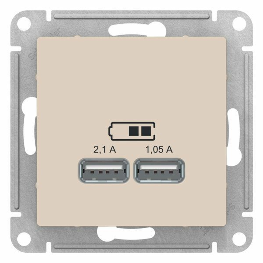 РОЗЕТКА USB 5В/2,1 А механизм БЕЖ. ATN000233