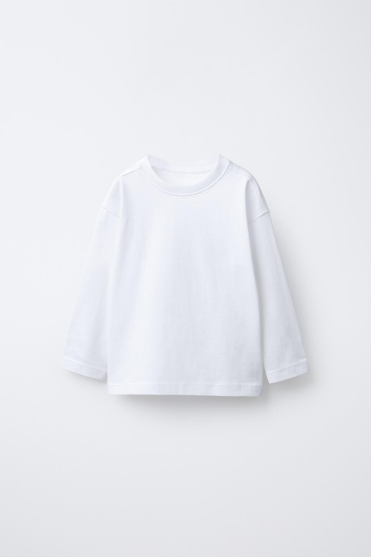 ZARA ОДНОТОННАЯ ФУТБОЛКА MEDIUM WEIGHT, БЕЛЫЙ