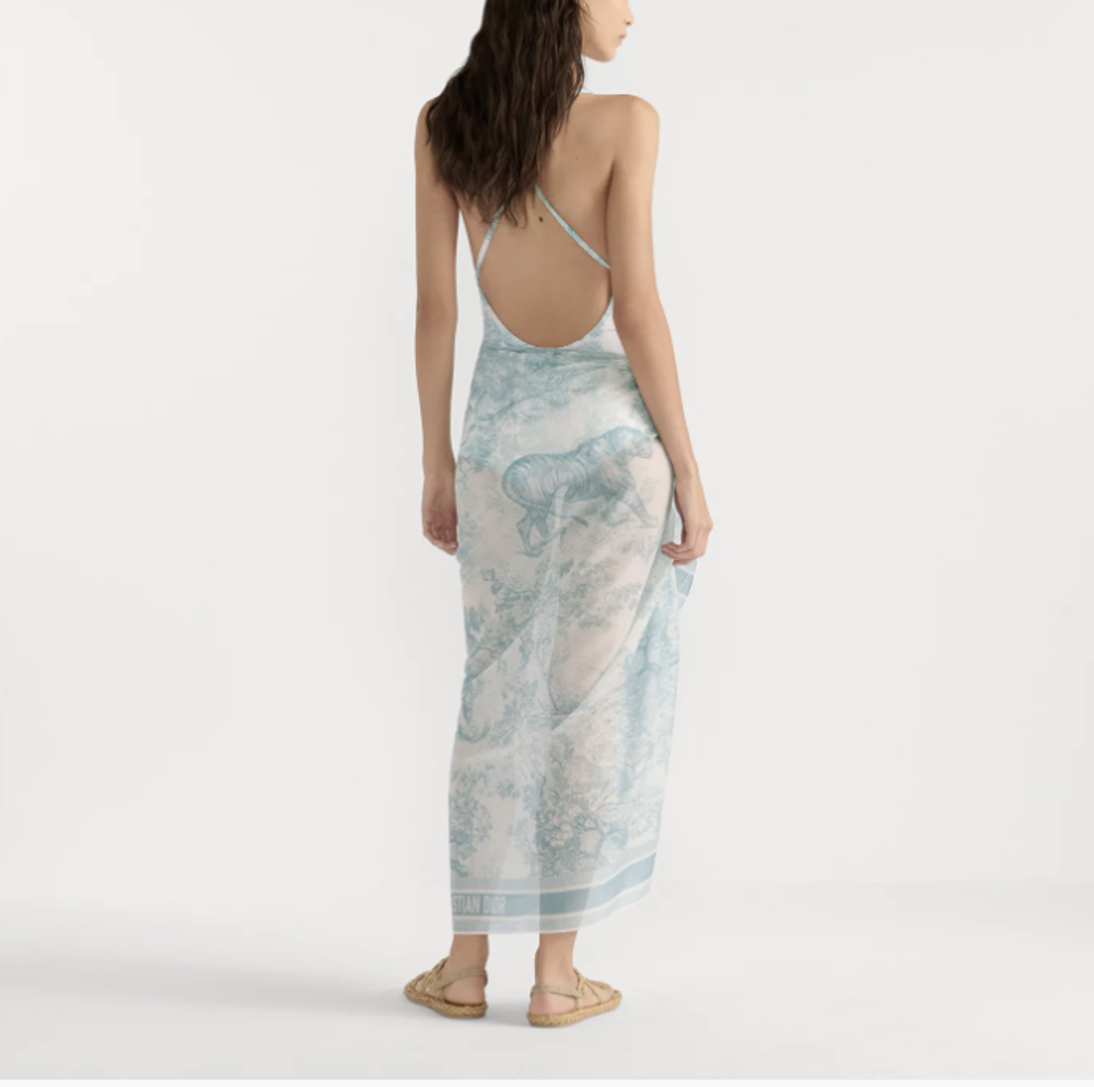 Сплошной купальник Dior Dioriviera Toile de Jouy Sauvage — бело-голубой, оригинал из Италии