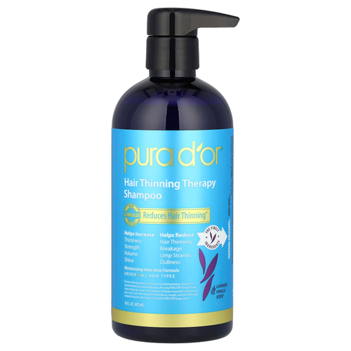 Pura D'or, шампунь против выпадения волос, для всех типов волос, лаванда и ваниль, 473 мл (16 жидк. унций)