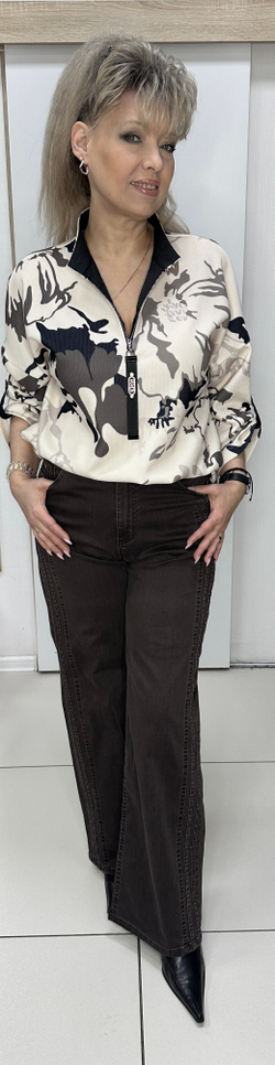 Брюки шоколадного цвета с двойными лампасами