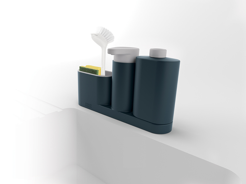 Органайзер для раковины с дозатором для мыла и бутылочкой SinkBase Plus серый, Joseph Joseph