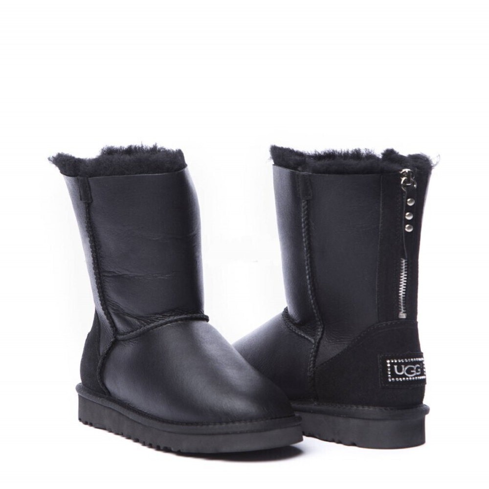 Угги Short Zip Metallic Black