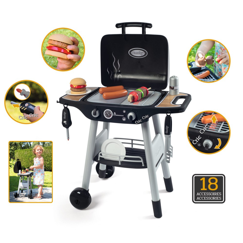 Детский гриль-барбекю Smoby 312001 с 18 аксессуарами для сюжетной игры от 3 лет — фото 1