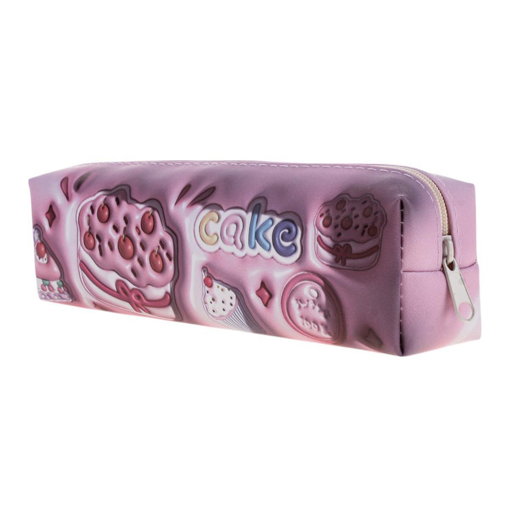 Пенал-косметичка 1 отд. 20*5,5*3,5см кожзам "Пирожное" бежевый