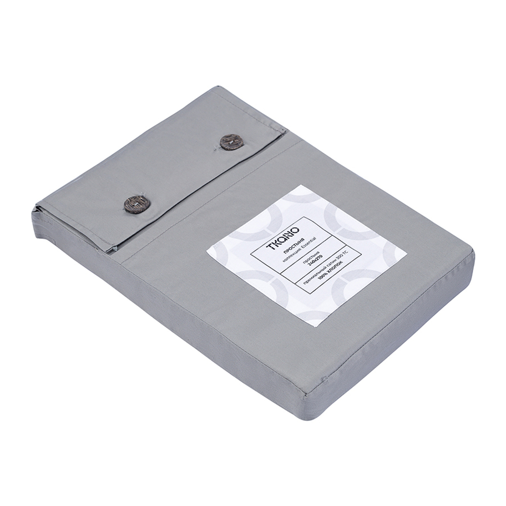 Простыня из премиального сатина светло-серого цвета из коллекции essential, 240х270 см