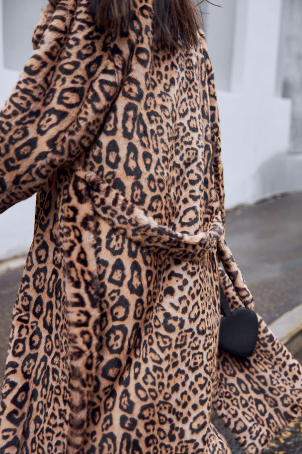 Шуба леопард коричневая