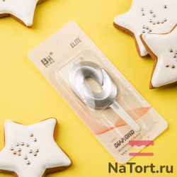 Свечи для торта, цифра 0 (серебро, 5 см)