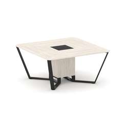 Steel Meet Стол переговорный квадратный KM-PR.B.SP-08 Денвер Светлый/Графит Глянец/Металл Черный 160