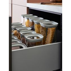 Банка для хранения стеклянная с крышкой, 1,5 л, светло-серая