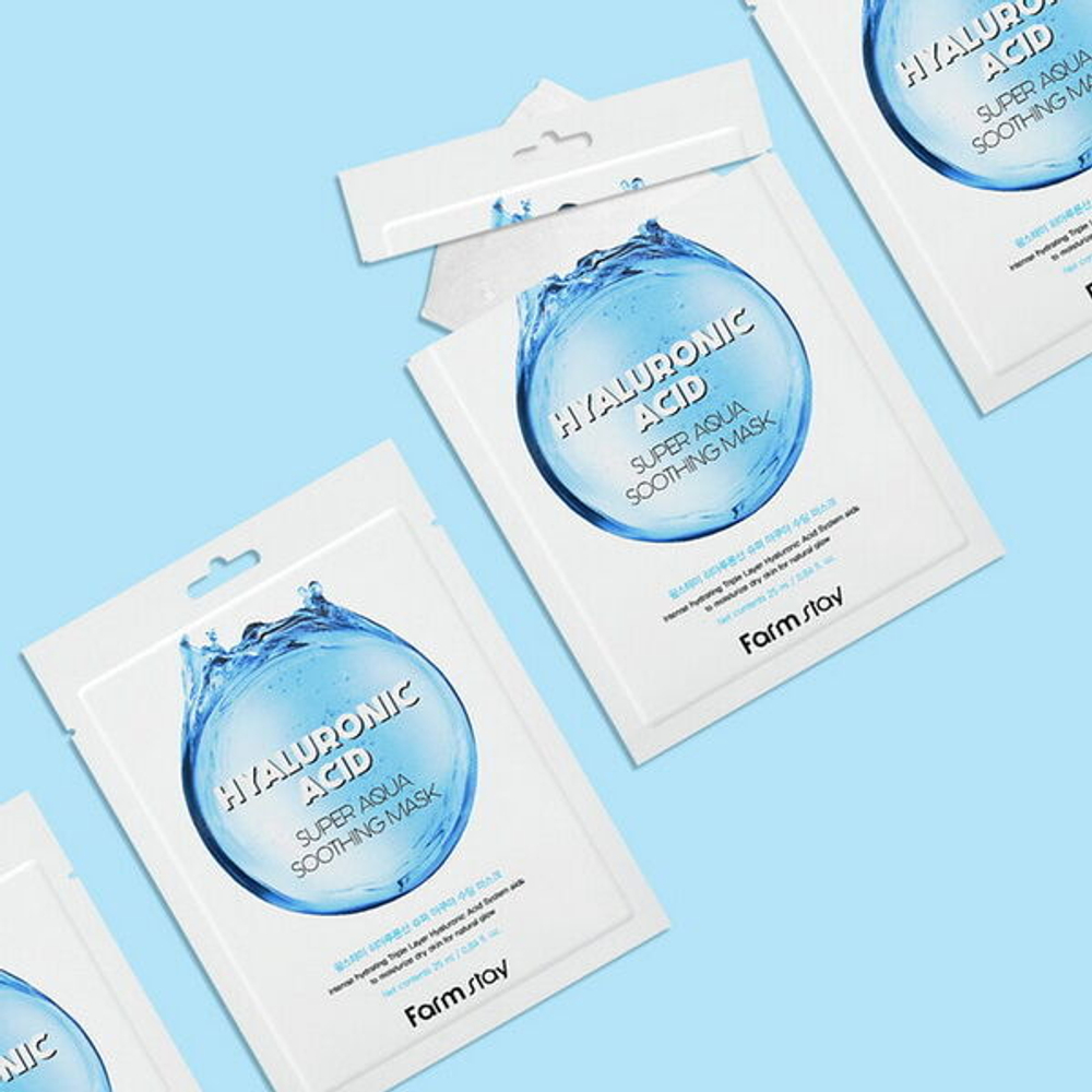 Тканевая маска с гиалуроновой кислотой FarmStay Hyaluronic Acid Super Aqua Soothing Mask, 1шт х 25мл