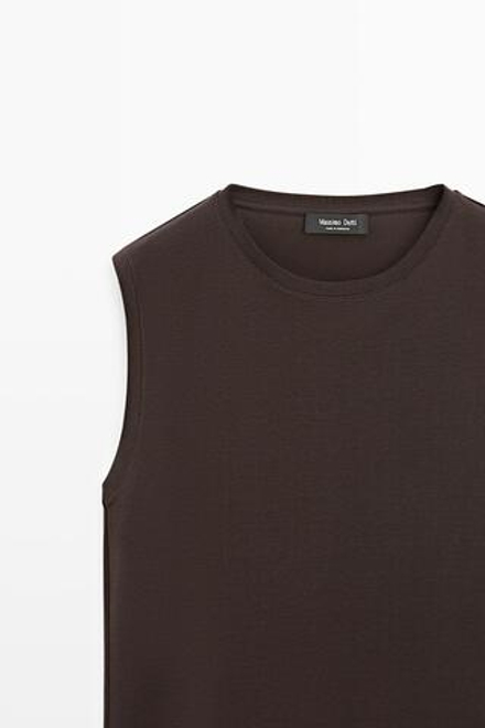 Massimo Dutti Топ без рукавов из 100% хлопка, шоколадный