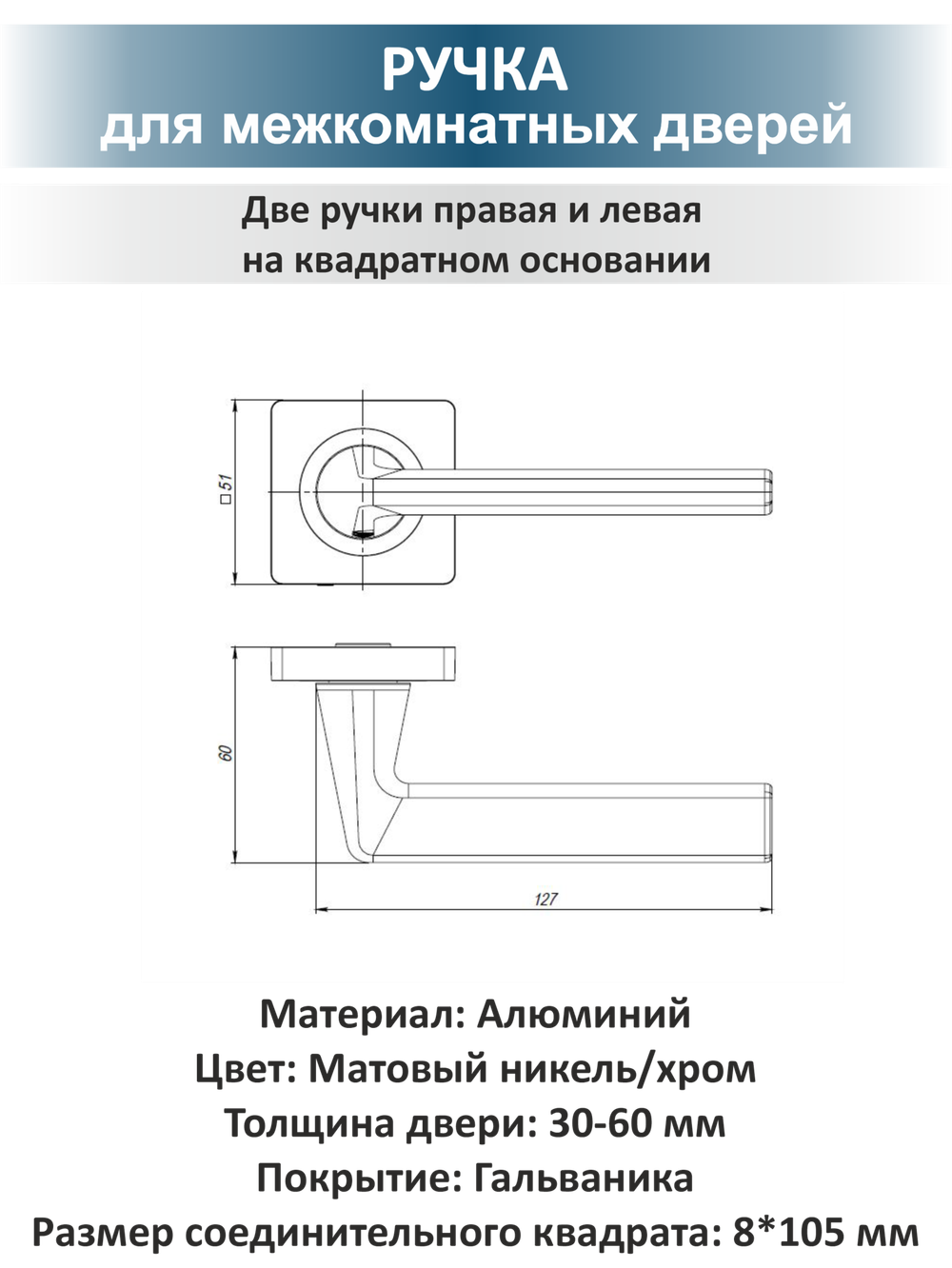 Ручки для межкомнатных дверей с защелкой и фиксатором TREND