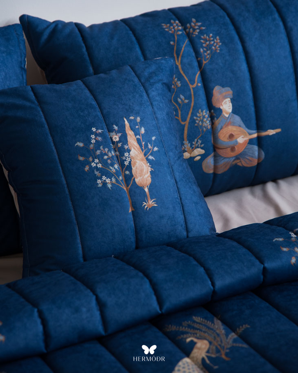 Комплект стеганного покрывала и 3 наволочек Soufiyan Chang Va ood Navy Hermodr 130220323 Иран