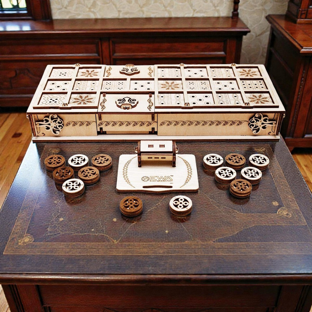 Деревянный конструктор и настольная игра GAMESET - Ура и Сенет (EWA)