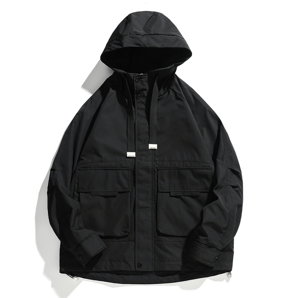 Классическая Ретро Рабочая одежда куртка с капюшоном и накладными карманами весенне-осенняя куртка.