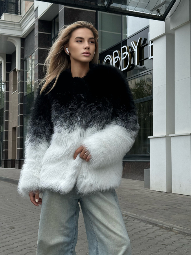 Экошуба «песец» черно-белая 60см