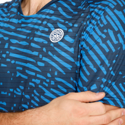 Мужское теннисное поло BIDI BADU Fingerprint Round Neck T-Shirt Men - Dark Blue, White