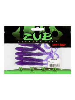 Приманка ZUB-MINOGA 100мм(4")-4шт, (цвет 610) фиолетовый с блестками