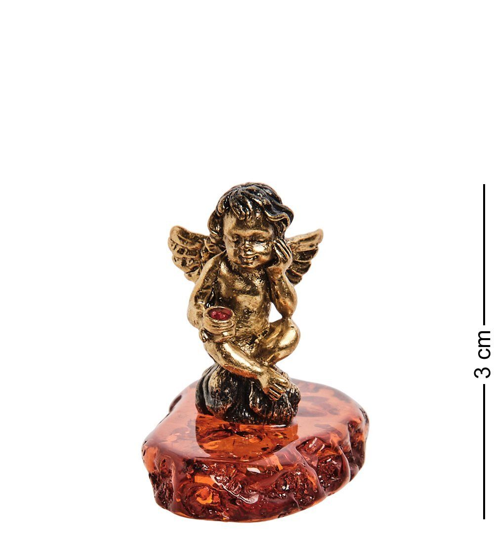 Народные промыслы AM-2838 Фигурка «Амурчик задумчивый» (латунь, янтарь)
