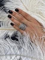 Кольцо многослойное серебряное с декоративными камнями