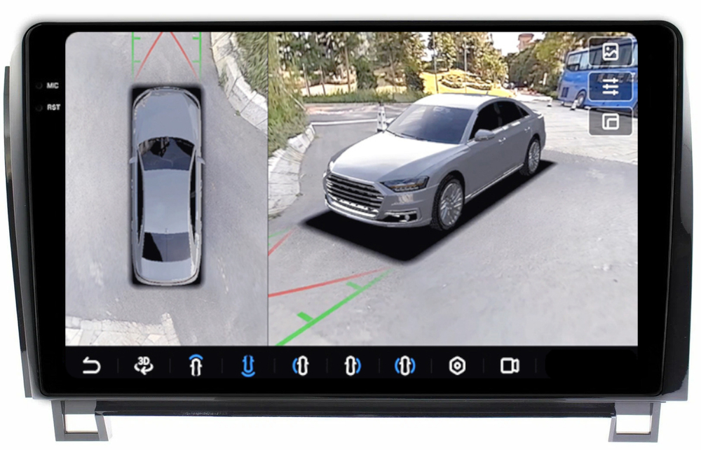 Магнитола для Toyota Tundra XK50 2007-2013, Sequoia XK60 2007-2022 - FarCar BX790M-360 монитор 10.36" 2K QLED на Android 13, 6Гб+128Гб, CarPlay, 4G SIM-слот, 4 камеры в комплекте