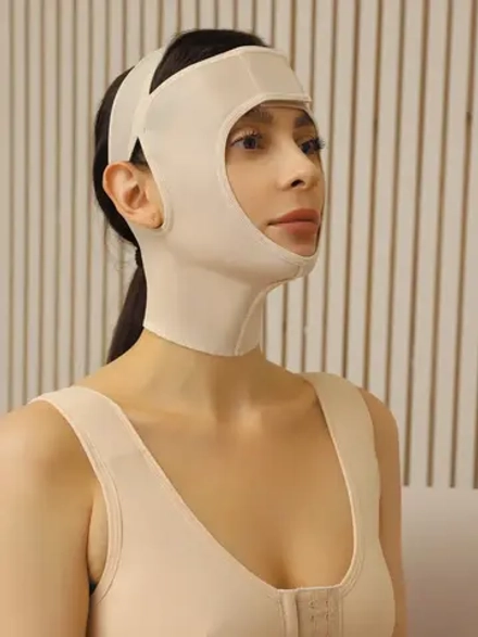 7665 Маска фиксирующая для контура лица ТМ Эффективная компрессия бежевый