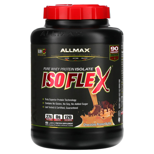 ALLMAX, Isoflex, чистый изолят сывороточного протеина, шоколад с арахисовой пастой, 2,27 кг (5 фунтов)