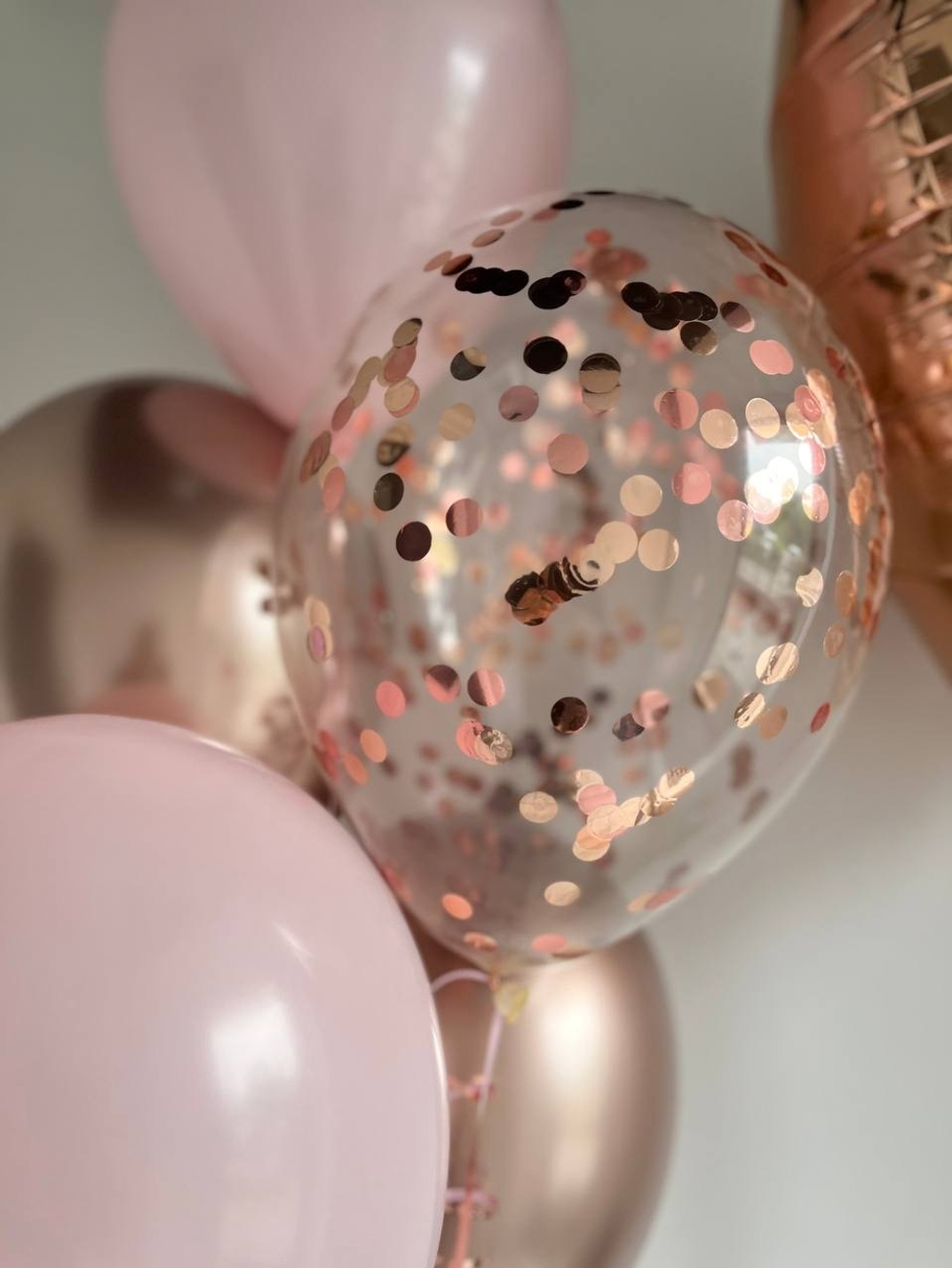 Воздушные шары розовое золото на юбилей №3365