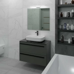 Тумба с раковиной LA FENICE Elba Grigio TWIN 100 серая/столешница черная