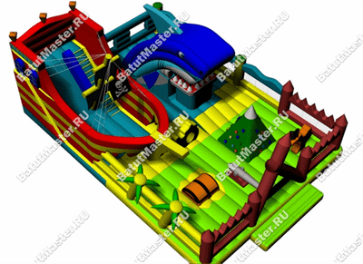 Большой надувной батут "Говорящая акула" 14*10*6 м