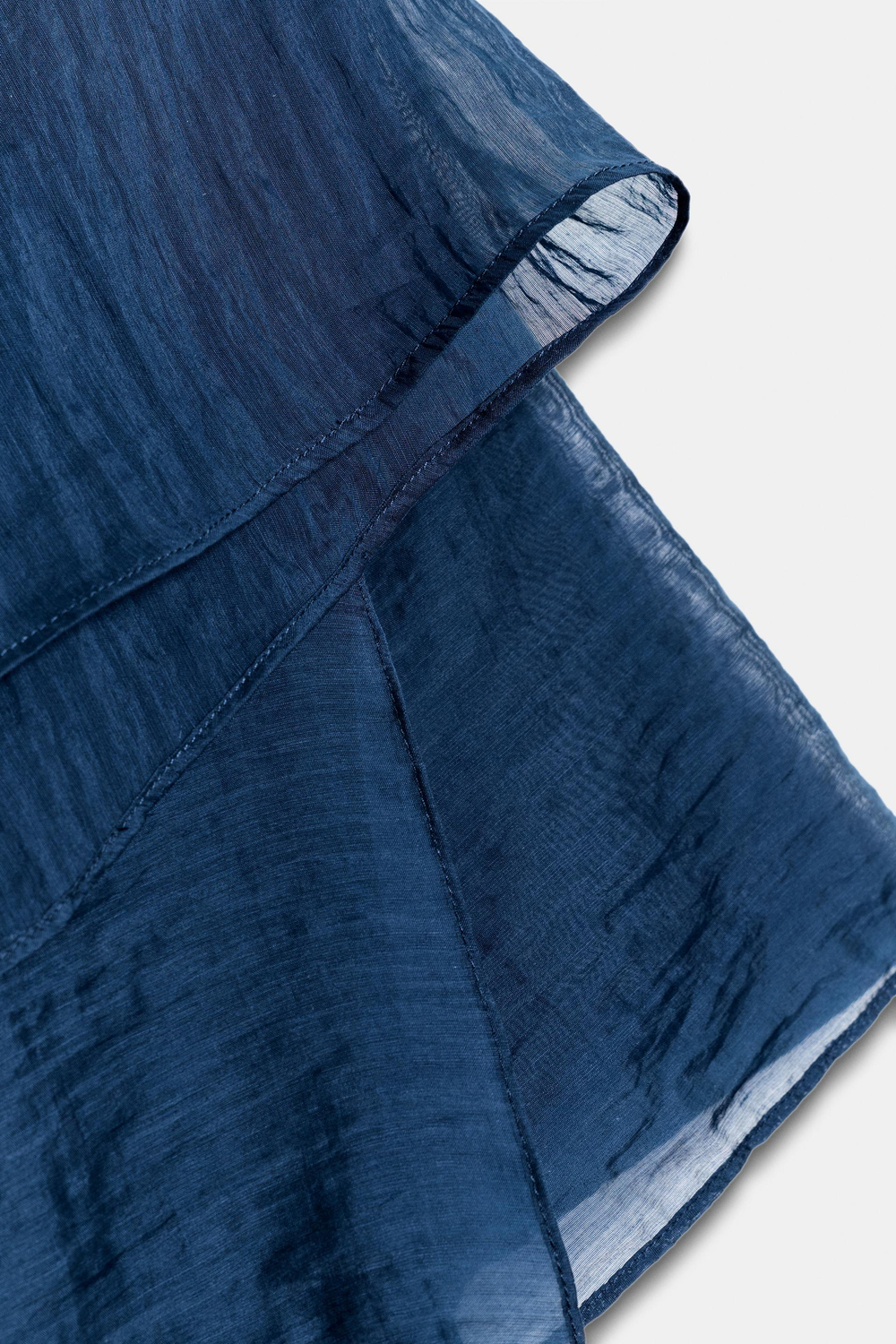 ZARA РУБАШКА С ШАРФОМ — ZW COLLECTION, СИНИЙ
