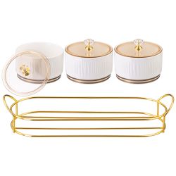 НАБОР БАНОК LEFARD "HERBAL" С ПЛАСТИК. КРЫШКОЙ 3 ШТ. 230 МЛ НА МЕТАЛЛ. ПОДСТАВКЕ (КОР=24НАБ.)