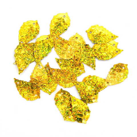 Пайетки 'листочки', 13*25 см, упак./10 гр., 'Астра' (А20 золото голограмма)