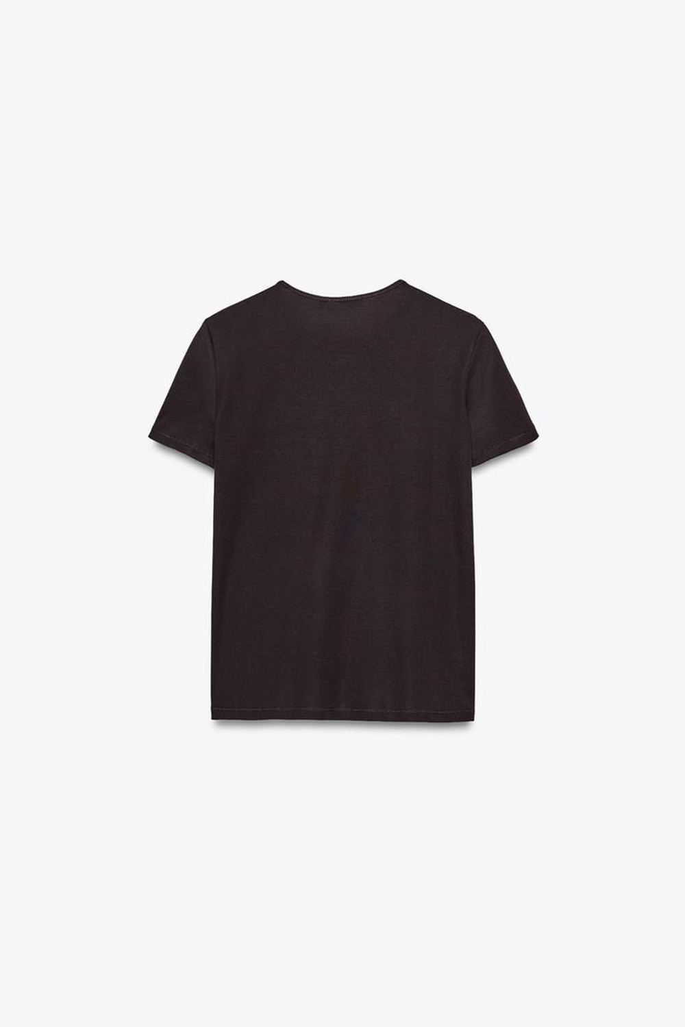 ZARA ХЛОПКОВАЯ ФУТБОЛКА, КОРИЧНЕВЫЙ